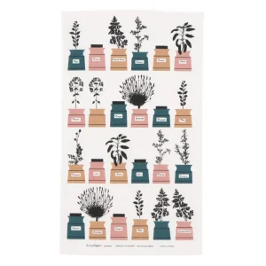 Kökshandduk grönrosa – Persons Kryddskåp