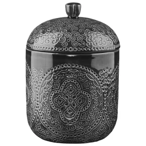 Burk med lock – asfalt – Ø 10 cm 14 cm  hög – Orient