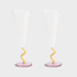 &klevering – Glas Flute Curve Caramel 2-pack