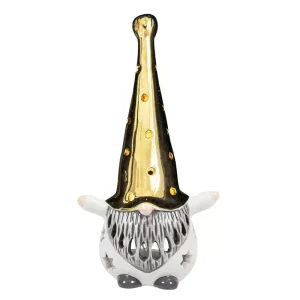 2:handssortering – Lykta tomten Hugo 24 cm – vit/ guld