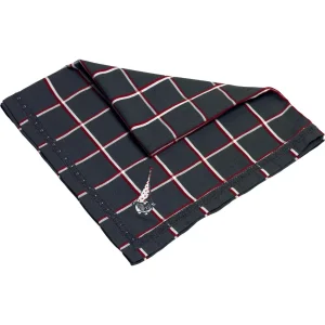 Duk med Tomten Hugo 90*90 cm – grå med röda/vita rutor