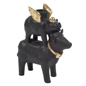 Ljusstake “Take a chance on me” – svart/guld – liten