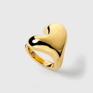 Syster P – Bolded Heart Ring Guld