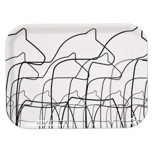 Bricka 27*20 cm – Vit Dalahäst