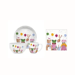 Gåvoset Barnservis Kid Party – 3 Delar + Servett