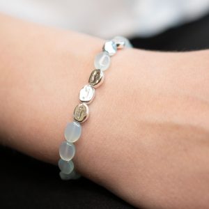 Annica Vallin – Armband Pebbles Silver, Akva Calcedon
