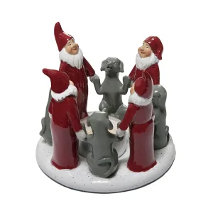 Ljuslykta – Tomtar och hundar i ring – 9 cm
